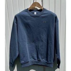 Alo Yoga Accolade Crew Neck Pullover XS Bluestone NWT Sweatshirt Cotton Blend